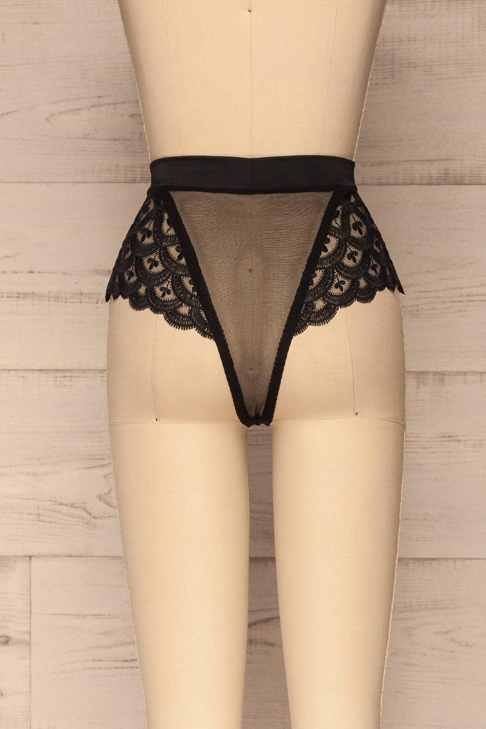 Leczyca Black Lace High-Waist Panties | La petite garçonne back view 