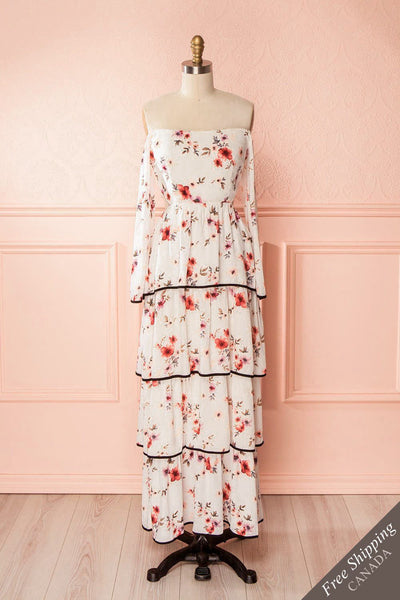 Lee-Anne Floral Layered Frills Off-Shoulder Dress | Boutique 1861