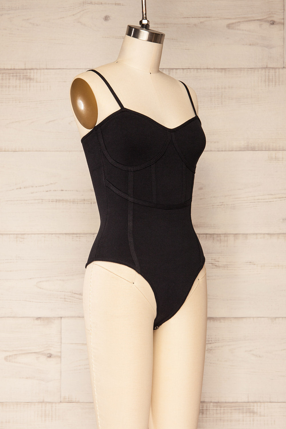 Leilani Black Corset-Style Bodysuit | La petite garçonne side view