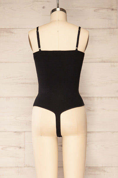 Leilani Black Corset-Style Bodysuit | La petite garçonne back view