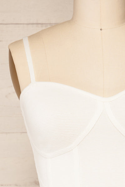 Leilani White Corset-Style Bodysuit | La petite garçonne front close-up