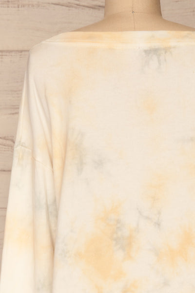 Leiria White Tie Dye Pocket Sweater | La petite garçonne back close-up