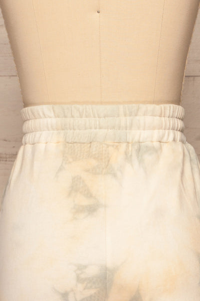 Lenzen White Tie Dye Casual Joggers | La petite garçonne  back close-up