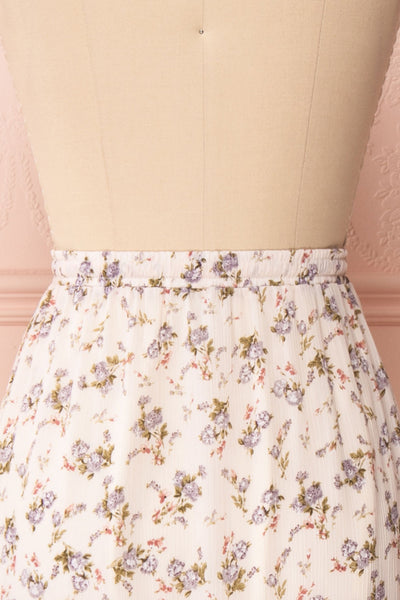 Leoben Beige Floral Long Layered Skirt | Boutique 1861 back close-up
