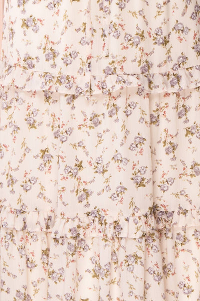 Leoben Beige Floral Long Layered Skirt | Boutique 1861 fabric