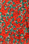 Leocadia Red Floral Midi Wrap Dress fabric | Boutique 1861