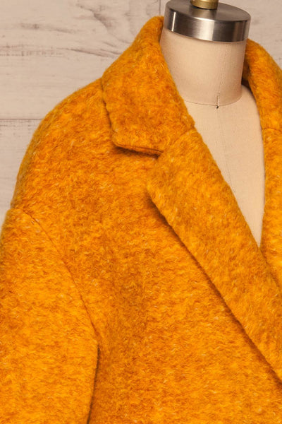 Leonarda Yellow Cadmium Wool Coat side close up | La petite garçonne