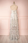 Leontine Sage Floral Embroidered Maxi Dress back view | Boutique 1861