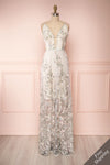 Leontine Sage Floral Embroidered Maxi Dress front view FS | Boutique 1861