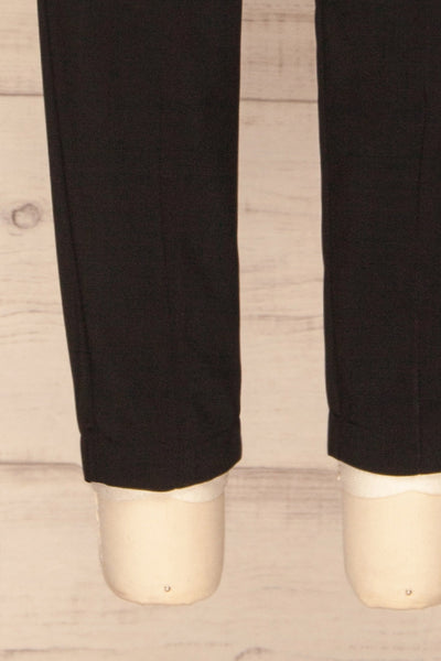 Leporis Black Lightweight Straight Leg Pants | La Petite Garçonne bottom close-up