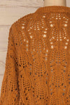 Lesko Brown Crochet Knit Top | La petite garçonne  back close-up