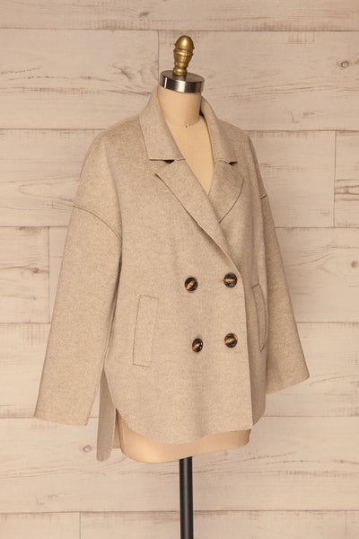 Leszno Beige | Buttoned Wool Coat