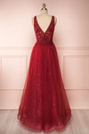 Letha Wine Tulle & Beaded Gown | Robe Maxi back view | Boutique 1861