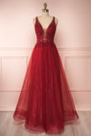 Letha Wine Tulle & Beaded Gown | Robe Maxi | Boutique 1861