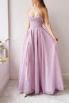 Lexy Lilac Sparkly Cowl Neck Maxi Dress | Boutique 1861 on model