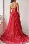 Lexy Red Sparkly Cowl Neck Maxi Dress | Boutique 1861 model