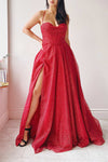 Lexy Red Sparkly Cowl Neck Maxi Dress | Boutique 1861 on model