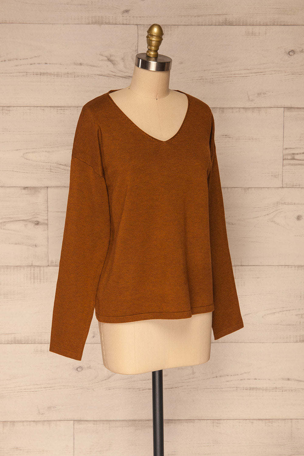 Lezajask Brown Long Sleeve Top | La petite garçonne side view 