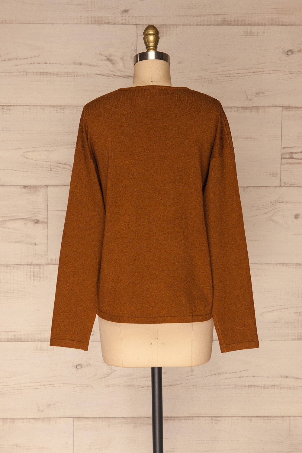 Lezajask Brown Long Sleeve Top | La petite garçonne back view 