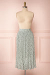 Lidochka Green & White Pleated Midi Skirt | Boutique 1861 front view