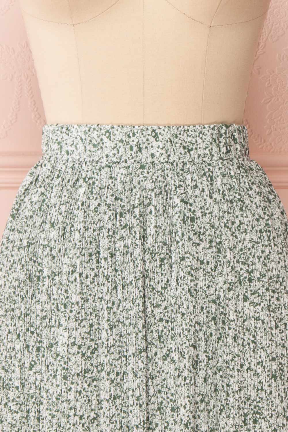 Lidochka Green & White Pleated Midi Skirt | Boutique 1861 front close-up