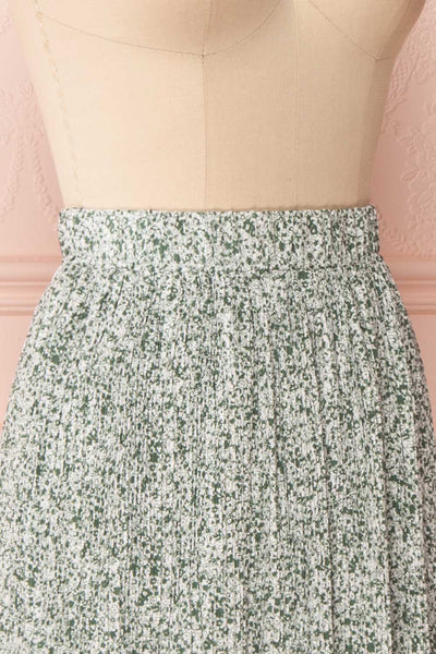 Lidochka Green & White Pleated Midi Skirt | Boutique 1861 side close-up