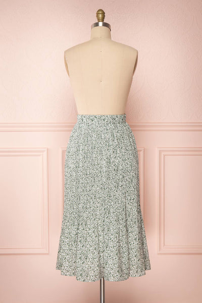 Lidochka Green & White Pleated Midi Skirt | Boutique 1861 back view
