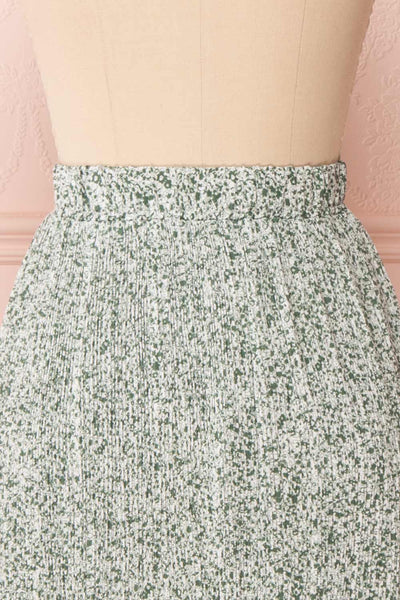 Lidochka Green & White Pleated Midi Skirt | Boutique 1861 back close-up