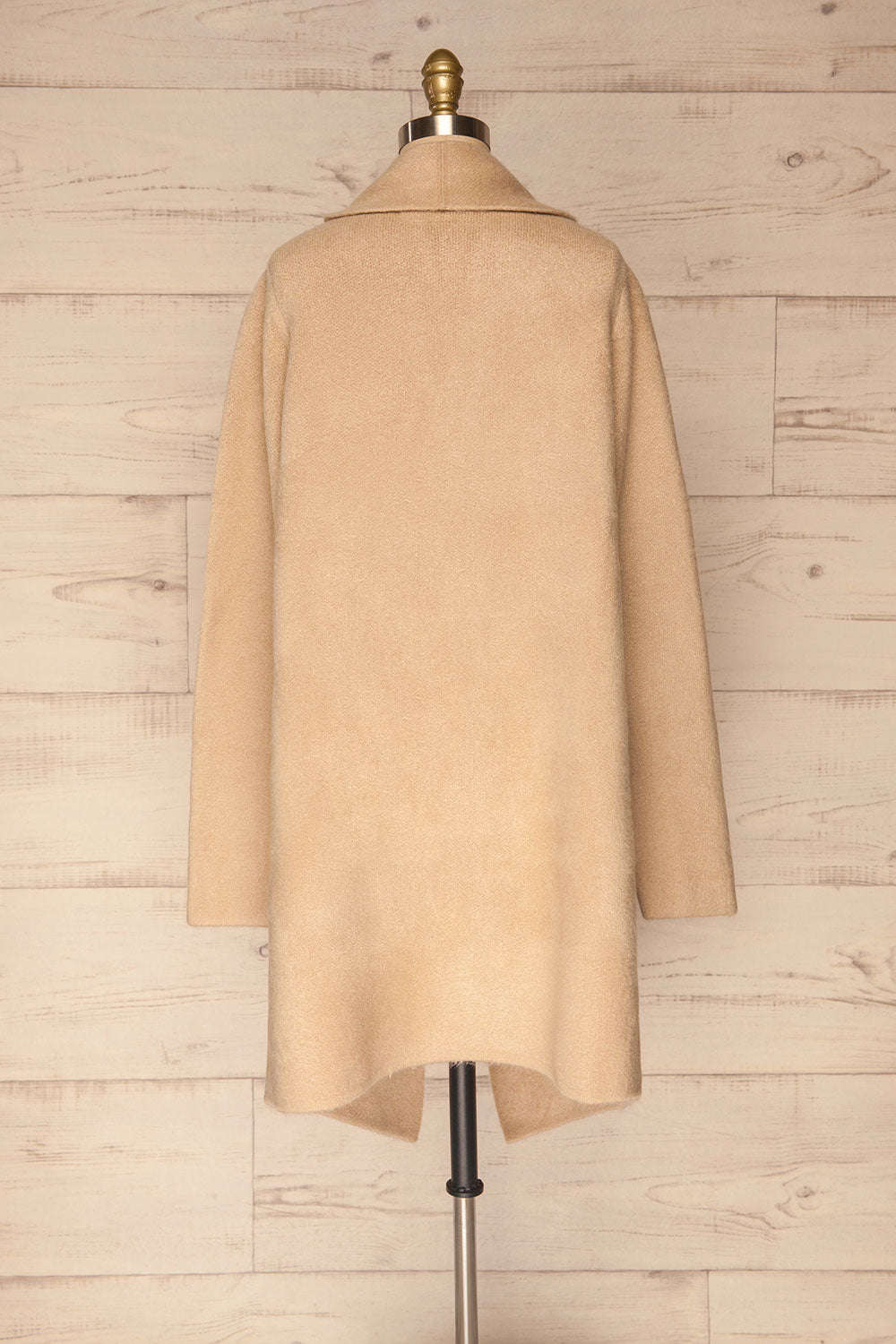 Lidzbark Beige Long Knit Cardigan | La petite garçonne back view