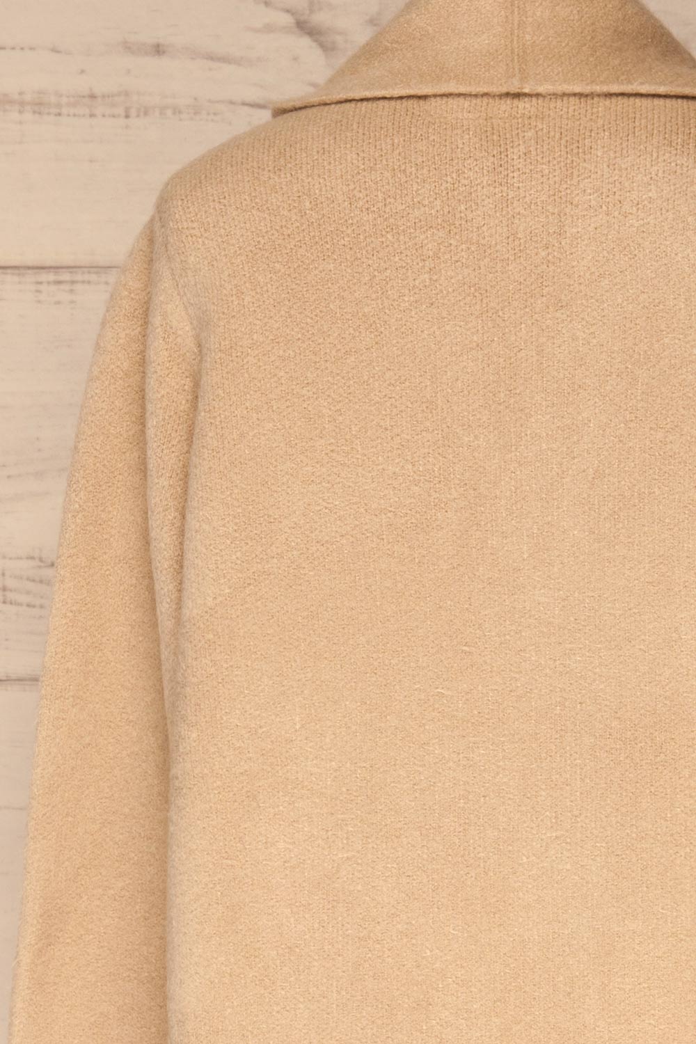 Lidzbark Beige Long Knit Cardigan | La petite garçonne back close-up