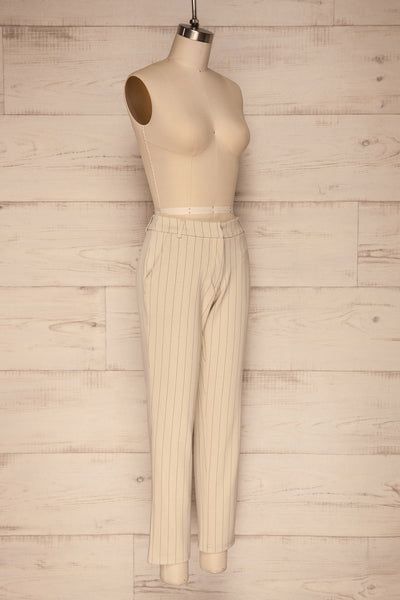 Lillesand Cream Thin Stripes Fitted Pants | La petite garçonne side view