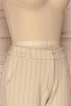 Lillesand Cream Thin Stripes Fitted Pants | La petite garçonne side close-up