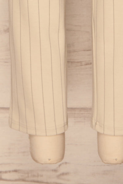 Lillesand Cream Thin Stripes Fitted Pants | La petite garçonne bottom close-up