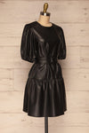 Limassol Black Faux-Leather Short Dress | La petite garçonne  side view