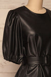 Limassol Black Faux-Leather Short Dress | La petite garçonne  side close-up