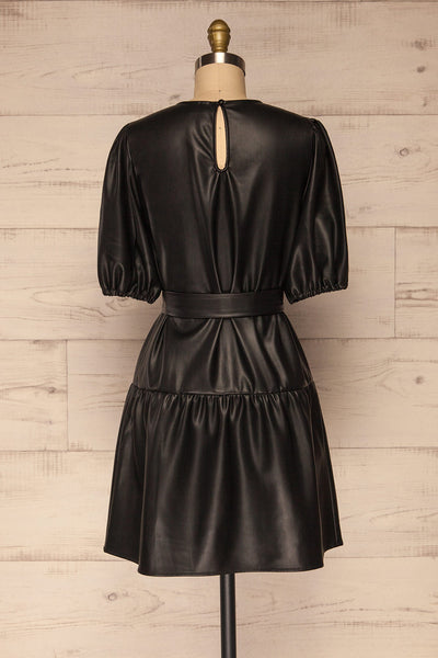 Limassol Black Faux-Leather Short Dress | La petite garçonne  back view