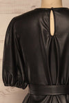 Limassol Black Faux-Leather Short Dress | La petite garçonne  back close-up