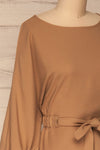 Limoges Beige Belted Long Sleeve Blouse | La petite garçonne side close-up