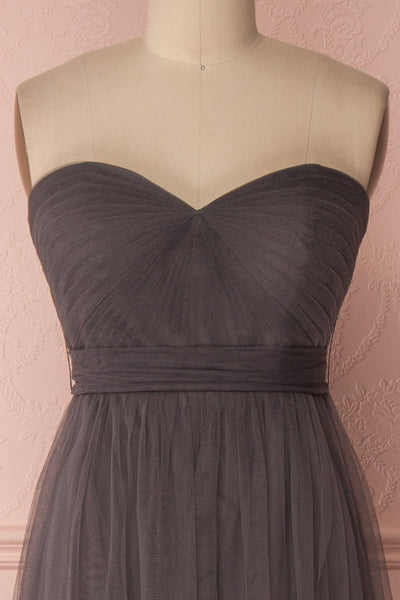 Linaya Charcoal Draped Bustier Empire Gown | Boudoir 1861