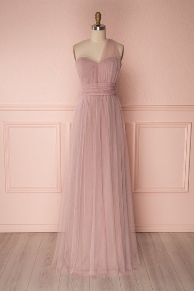 Linaya Dusty Rose Draped Bustier Empire Gown | Boudoir 1861 front view