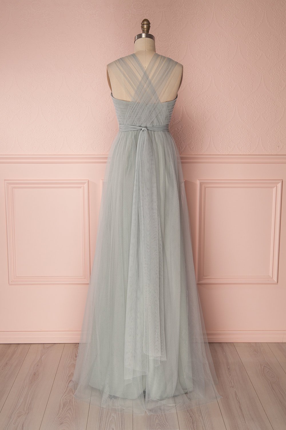 Linaya Eucalyptus | Robe Bustier en Chiffon Drapé 