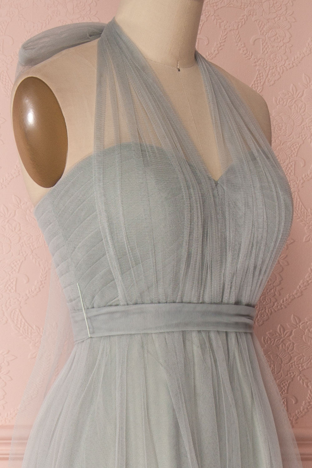 Linaya Eucalyptus | Robe Bustier en Chiffon Drapé 