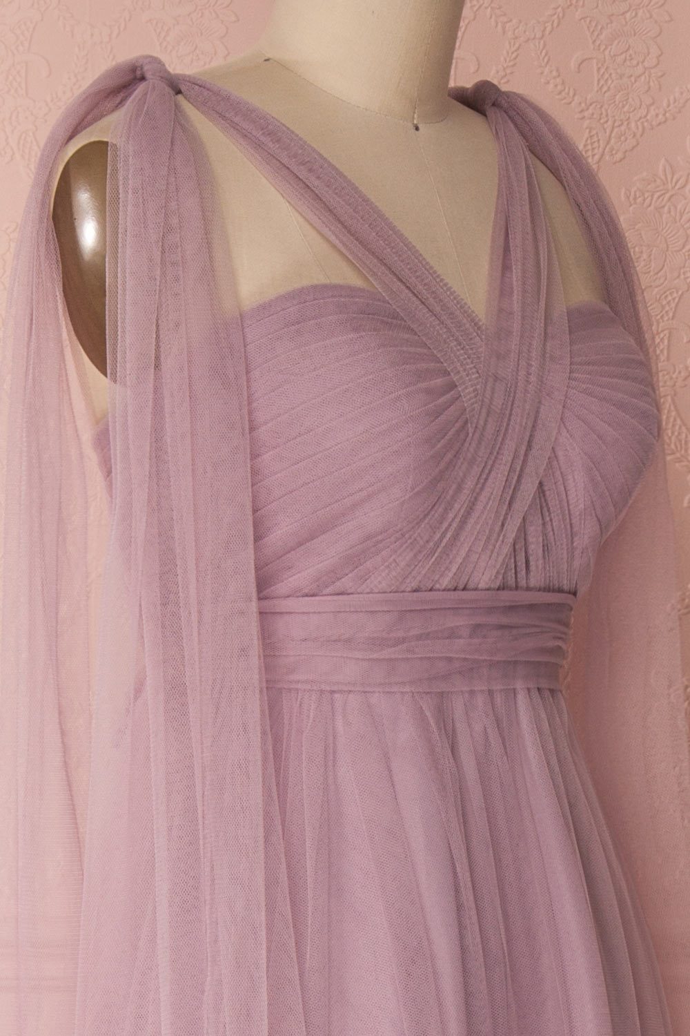 Linaya Lilac Draped Bustier Empire Gown