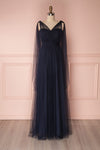 Linaya Navy Draped Bustier Empire Gown | Boudoir 1861 front view