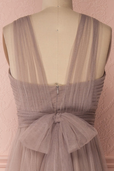 Linaya Sand Taupe Draped Bustier Empire Gown