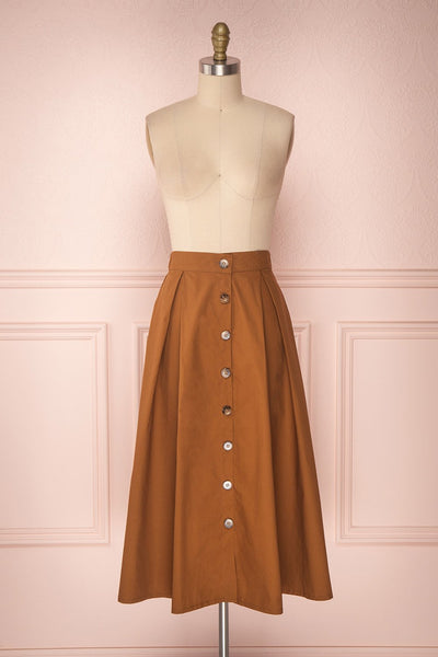 Linor Brown Button-Up High Waisted Skirt | Boutique 1861 1