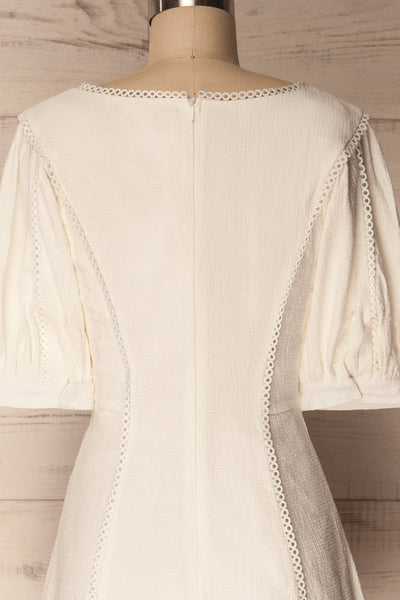 Liosia Blanc | Robe Courte à Manches Bouffantes