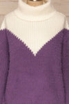 Lisalmi Purple & Ivory Colour Block Sweater | La Petite Garçonne front close-up