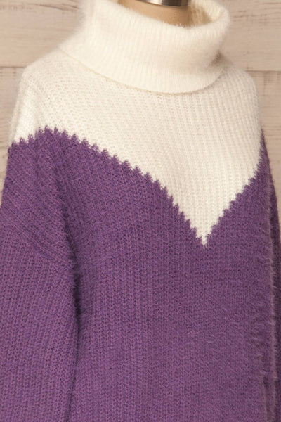Lisalmi Purple & Ivory Colour Block Sweater | La Petite Garçonne side close-up