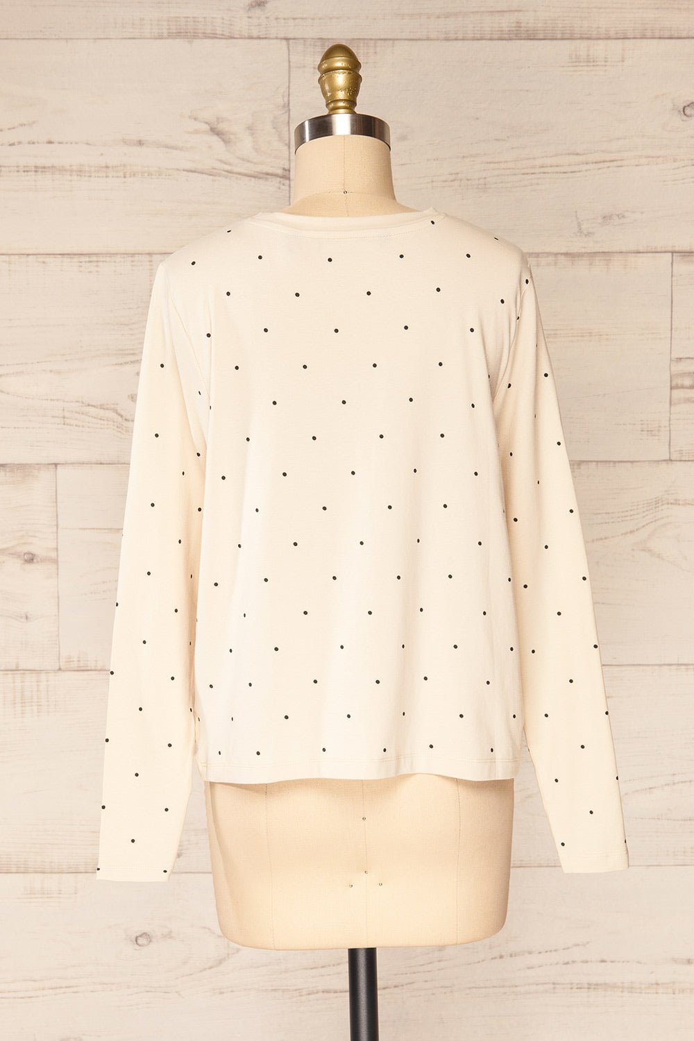 Liski Beige Polka Dot Knotted Top | La petite garçonne back view